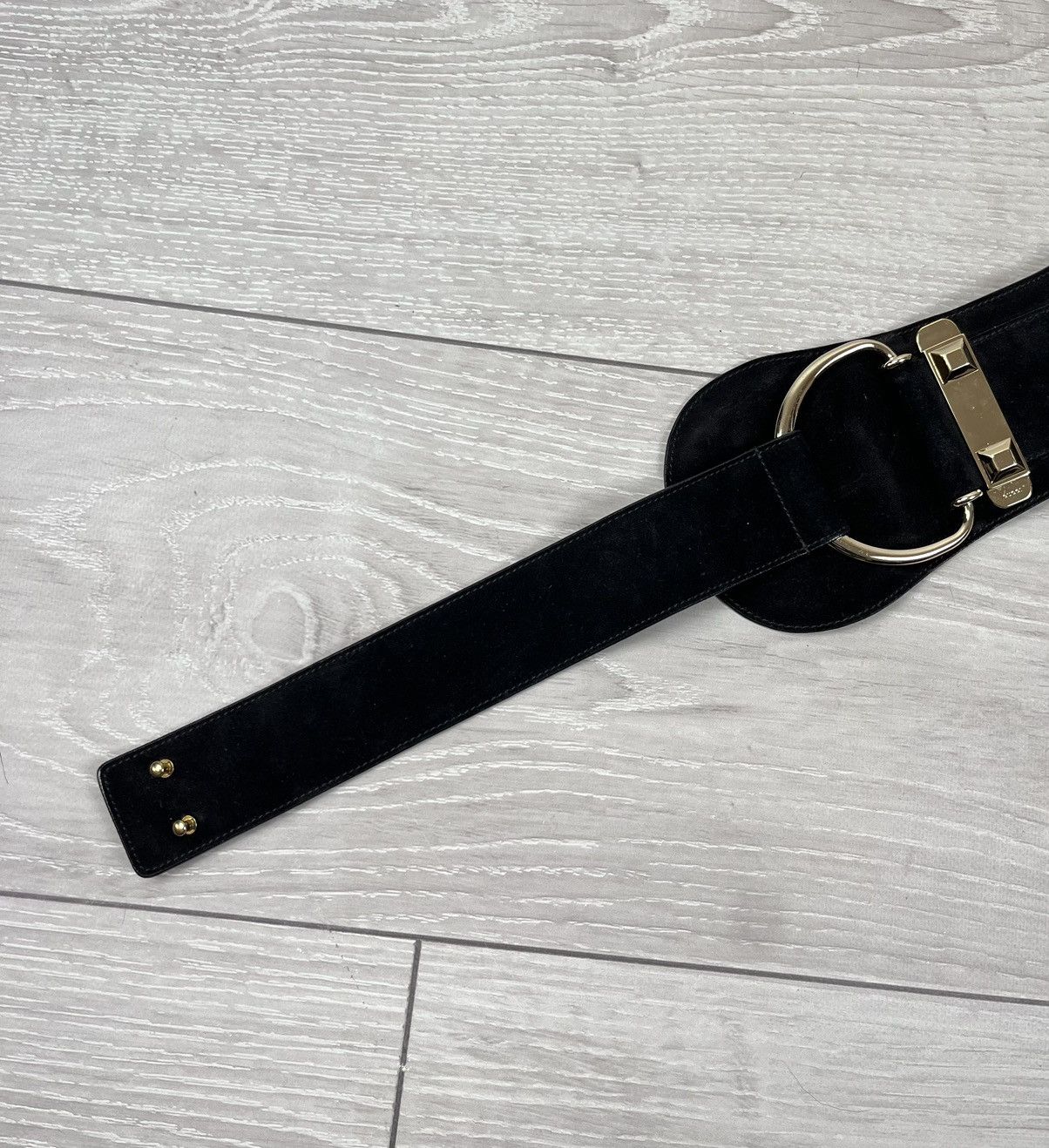 Gucci Gucci Tom Ford Black Suede Big Buckle Waist Belt Size ONE SIZE - 6 Thumbnail