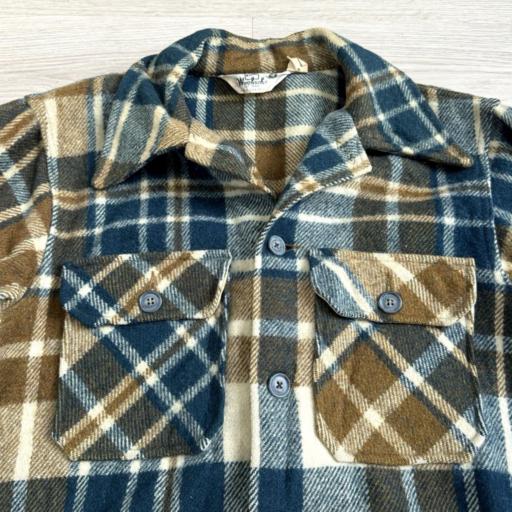 Vintage VINTAGE Woolrich CPO Jacket Mens M Tan Green Beige Plaid Wool Blend Button Coat USA Size US M / EU 48-50 / 2 - 4 Thumbnail