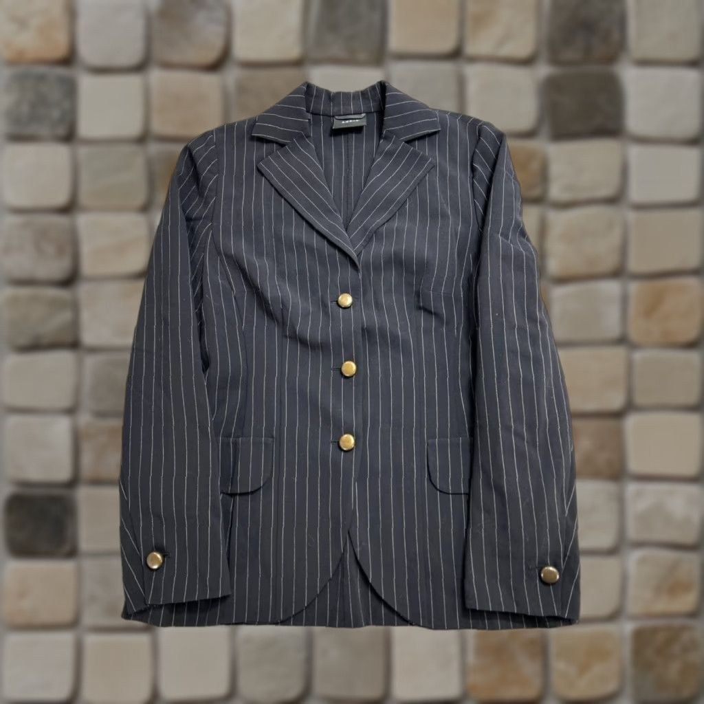 Akris Akris Blazer Jacket Womens Black 12 Striped Notch Lapel Single Breasted Wool Casual Business Jacket Mens? Size XL / US 12-14 / IT 48-50 - 1 Thumbnail