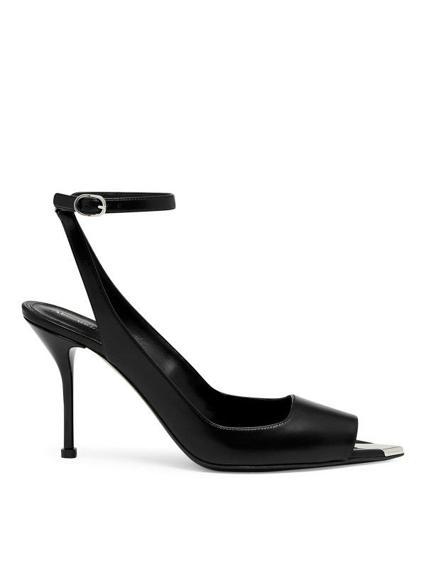 Alexander McQueen o1w1db10925 Punk Ankle Strap Sandal in Black Size US 10 / IT 40 - 1 Thumbnail