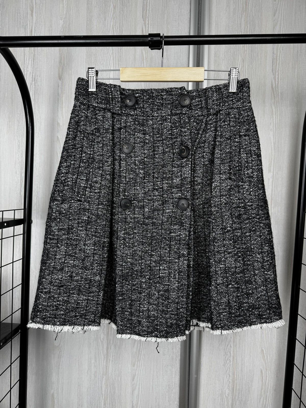 Other Tela Italy Wool Cotton blend grey tweed knee lenght skirt Size 28" / US 6 / IT 42 - 2 Thumbnail