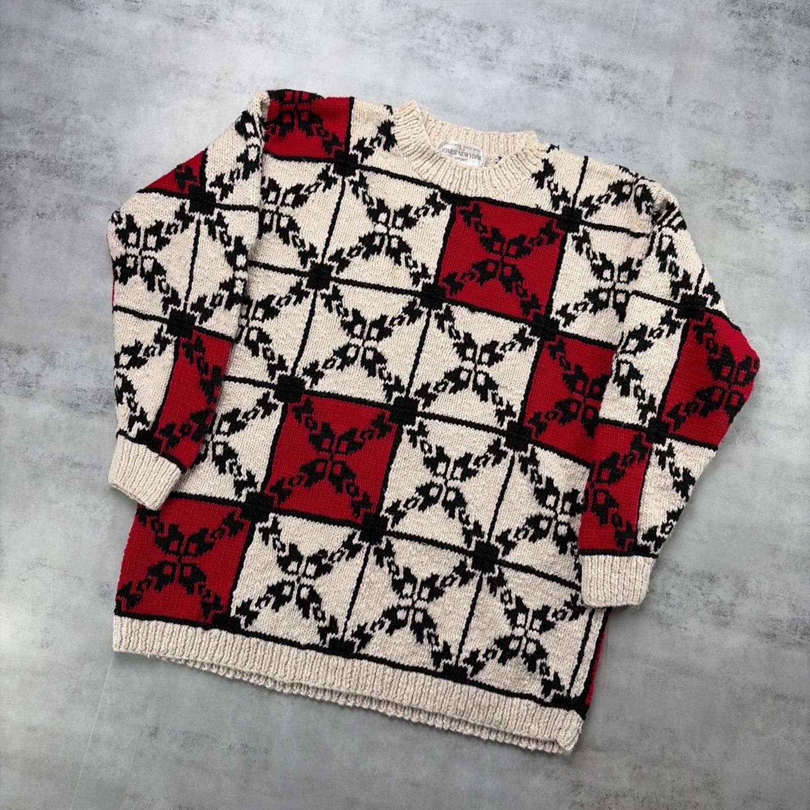 Jones New York Vintage 90’s Jones New York Knit Patterned Sweater Size XL / US 12-14 / IT 48-50 - 2 Thumbnail