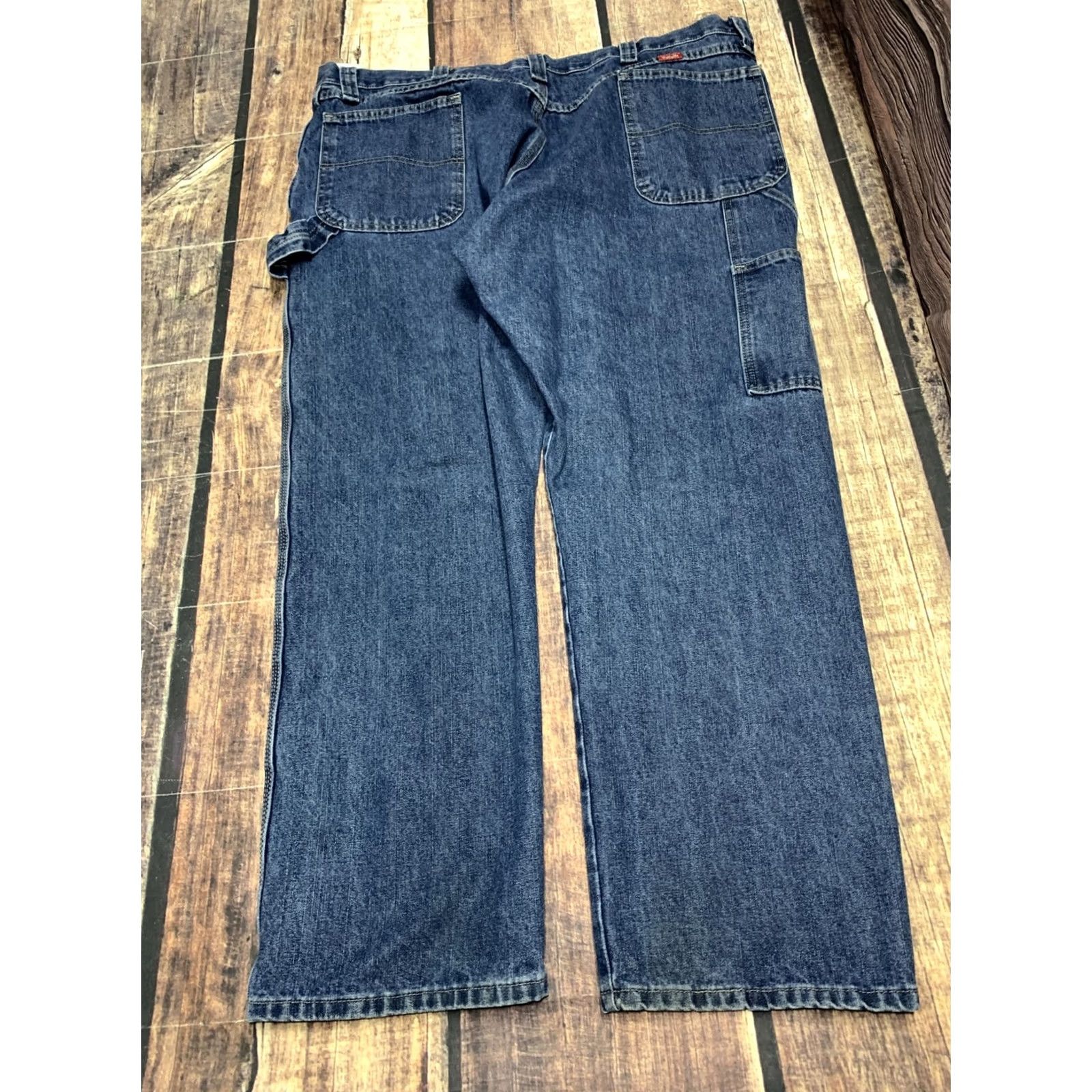 Wrangler Wrangler Carpenter Blue Jeans Men's 40 x 30 Work Pants Denim Cotton Belt Loops Pockets Blue Regular Straight Jeans Mens Size US 42 / EU 58 - 4 Thumbnail