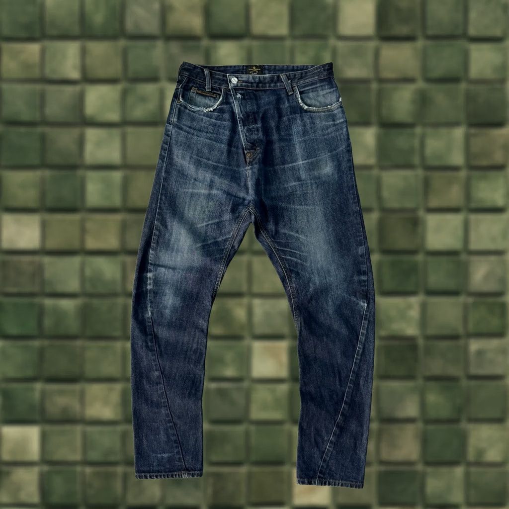 Vivienne Westwood VINTAGE Vivienne Westwood X Lee Y2K Asymmetrical Denim Jeans Pants S 30/32 Blue Denim Jeans Mens 90s Y2K Style Vivienne Westwood Luxary Size US 29 - 1 Thumbnail