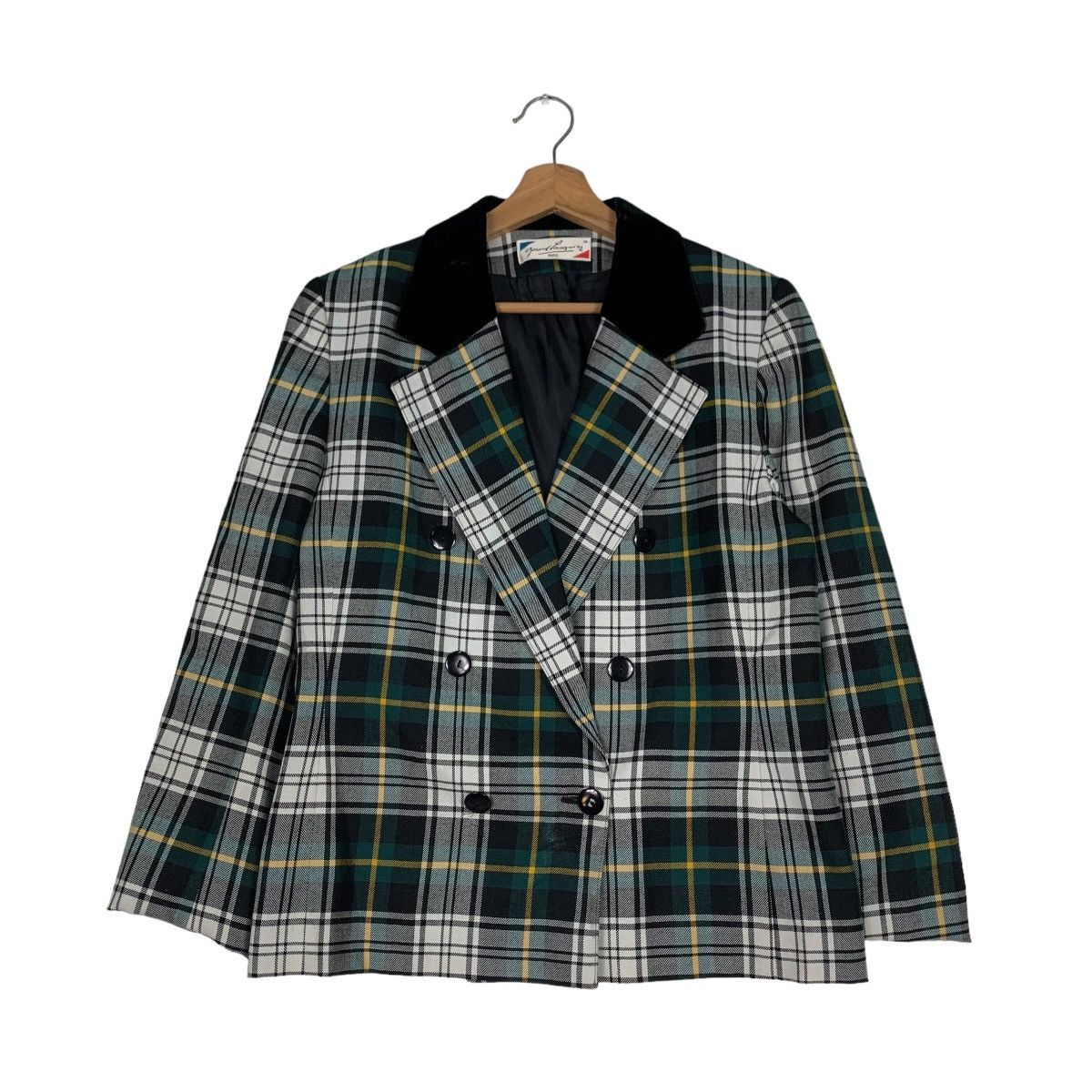 Japanese Brand GERARD PASQUIER Tartan Double Breasted Coat Jacket #0531-C24 Size S / US 4 / IT 40 - 1 Thumbnail