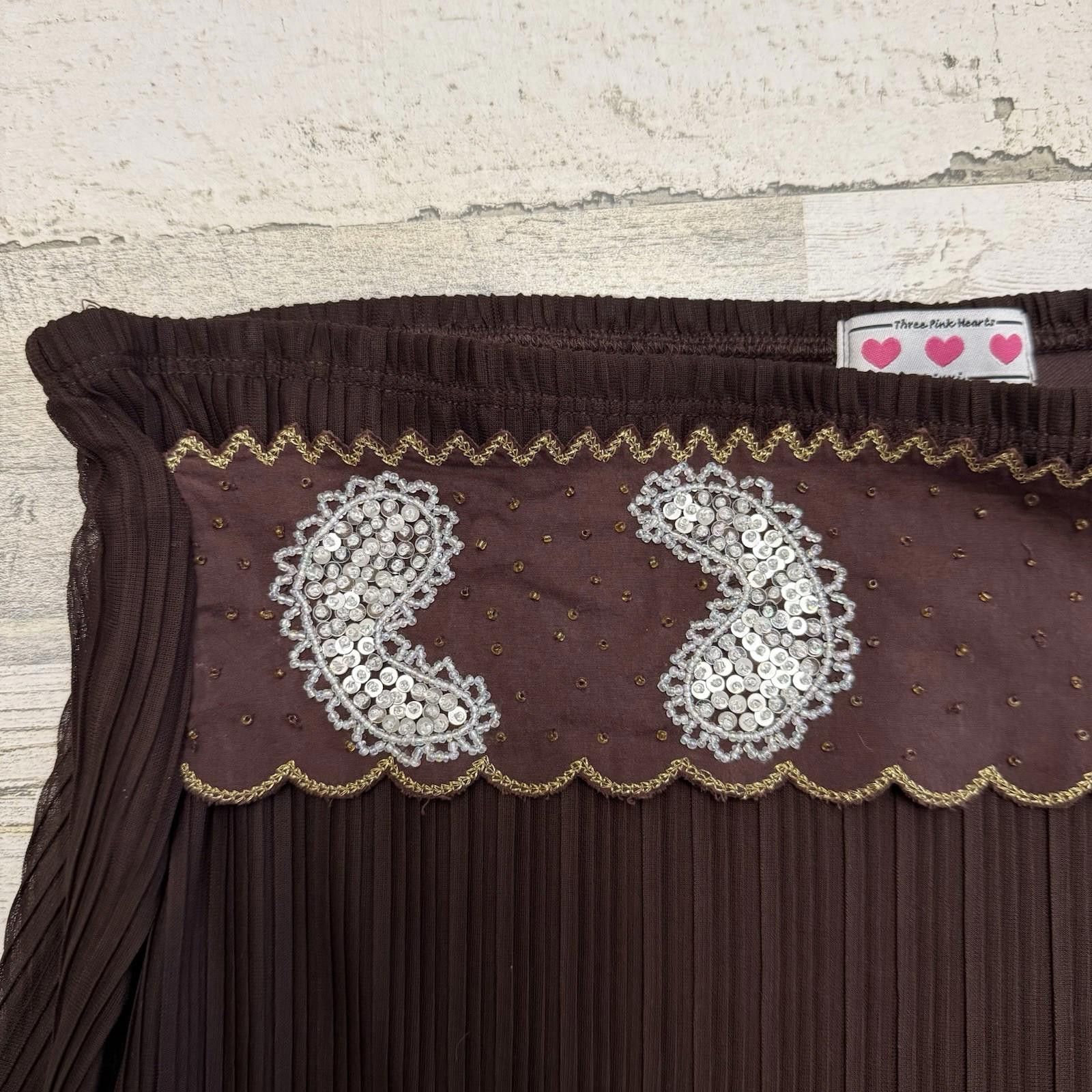 Designer Trixxi brown indie boho Paisley fairy skirt xl Size 40" / US 18 - 4 Thumbnail