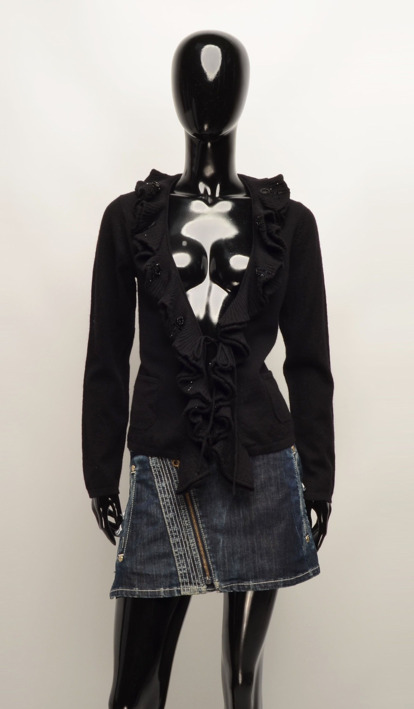 Max Mara Max Mara Vintage Y2K Glam Beaded Wool Black Cardigan Size M / US 6-8 / IT 42-44 - 8 Thumbnail