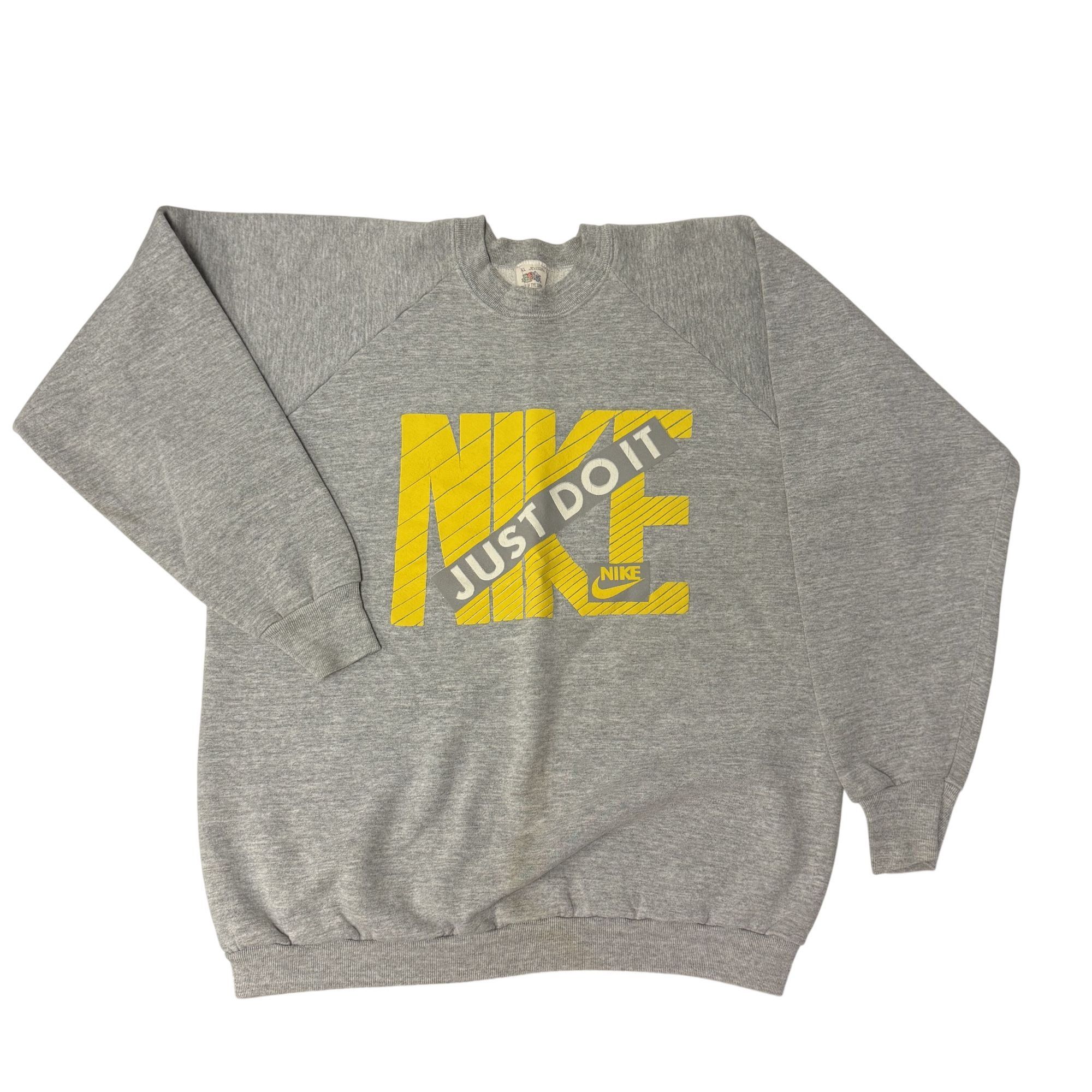 Fruit Of The Loom Vtg Heather Yellow NIKE Just Do It 50/50 RAGLAN Sweatshirt Size US XL / EU 56 / 4 - 10 Thumbnail