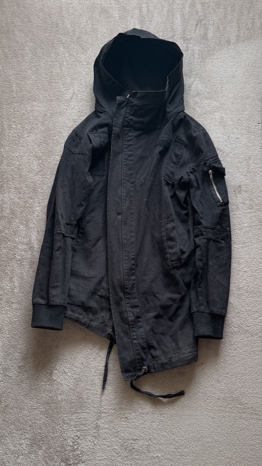 If Six Was Nine Rick Owens Helmut Lang Yohji Vibe Asymmetric Zip Hood Jacket Size US M / EU 48-50 / 2 - 1 Thumbnail