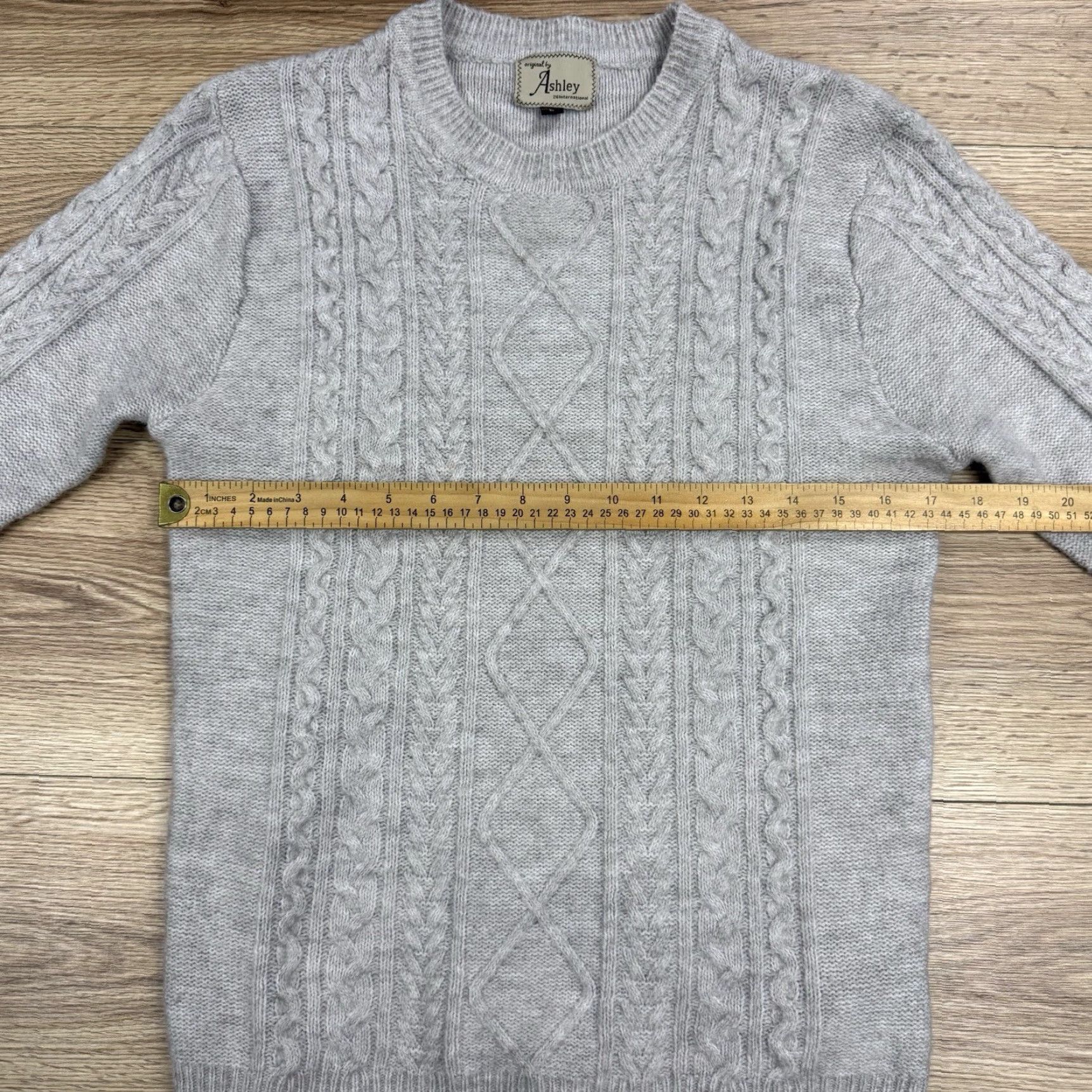 Vintage Ashley 26 International Women's Knit Sweater Pullover L Gray Cable Size L / US 10 / IT 46 - 6 Thumbnail