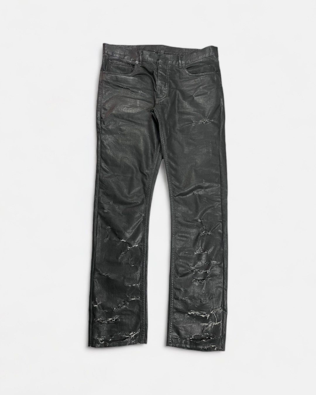 Pre-owned Dior X Hedi Slimane Dior Homme Ss04 Waxed Destroyed Denim In Black