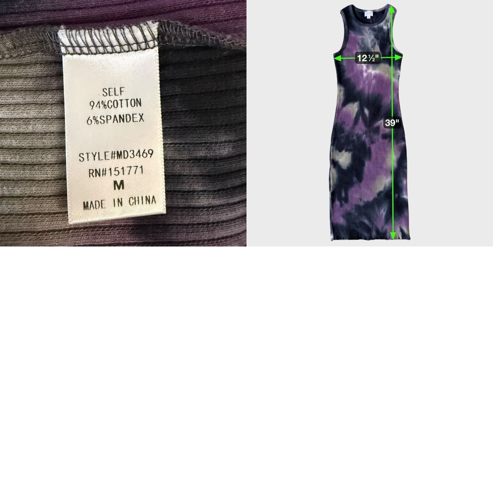 Vintage Le Lis Tie-Dye Midi Dress Purple & Blue Women's M Bodycon Ribbed-Knit Sleeveless Round Neck Pullover Casual Midi Dress Fall Spring Summer City Theme Size M / US 6-8 / IT 42-44 - 8 Thumbnail