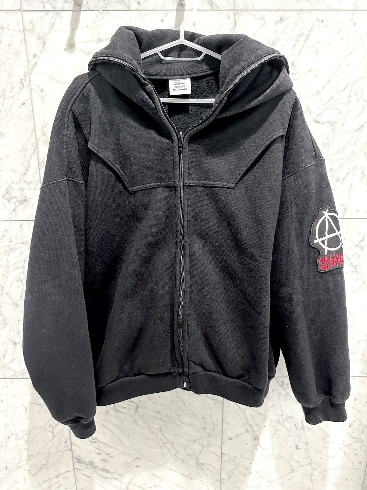 Vetements Vetements AW19 upside down Anarchy mask hoodie | Grailed