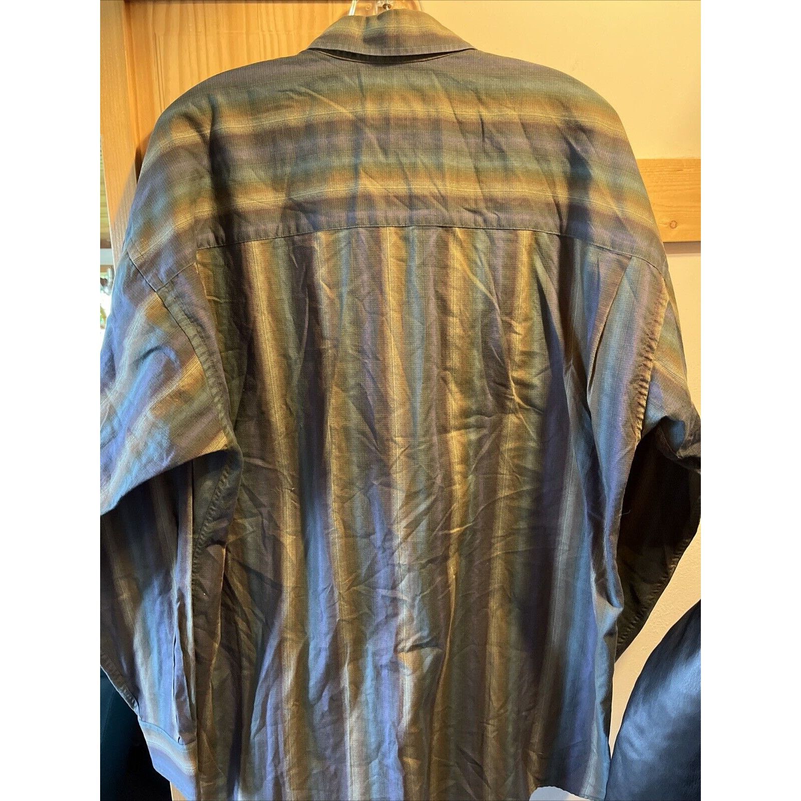 Burberry Burberrys Men's Large Button Shirt Green Purple Plaid Cotton Size US L / EU 52-54 / 3 - 9 Thumbnail