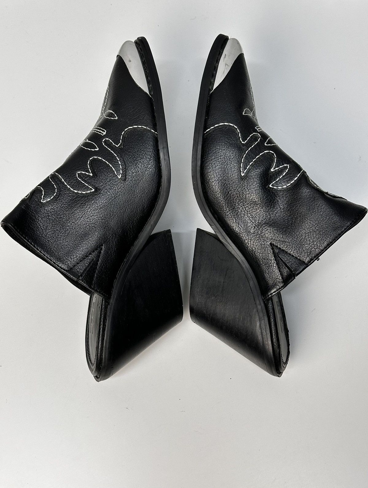 14th Addiction Vintage ASOS Black Sandals Western Mules silver Y2K AS 98 Size US 7 / IT 37 - 12 Thumbnail