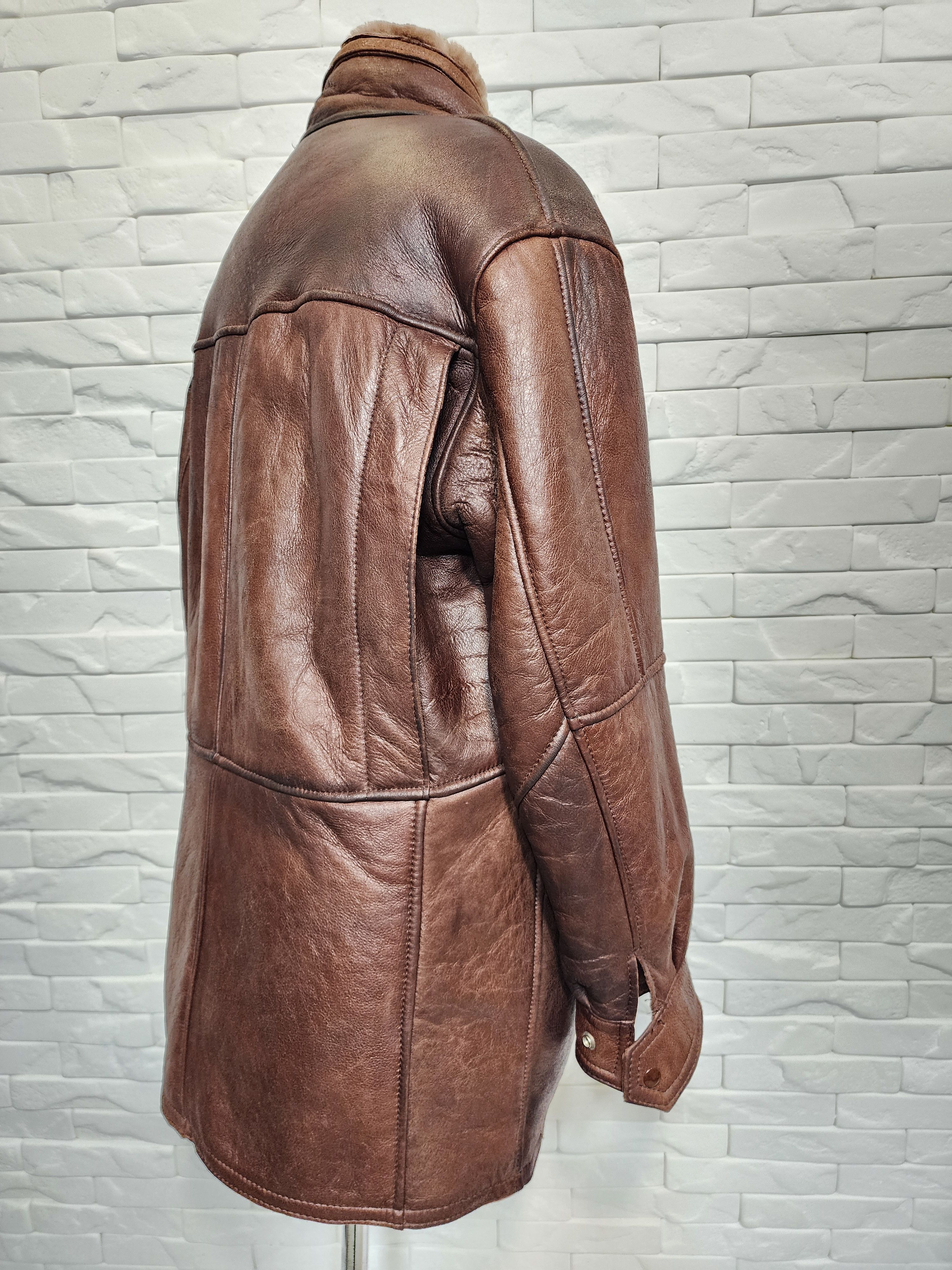 Genuine Leather Brown Sheepskin Coat: Men's Genuine Fur Winter Jacket Size US L / EU 52-54 / 3 - 6 Thumbnail