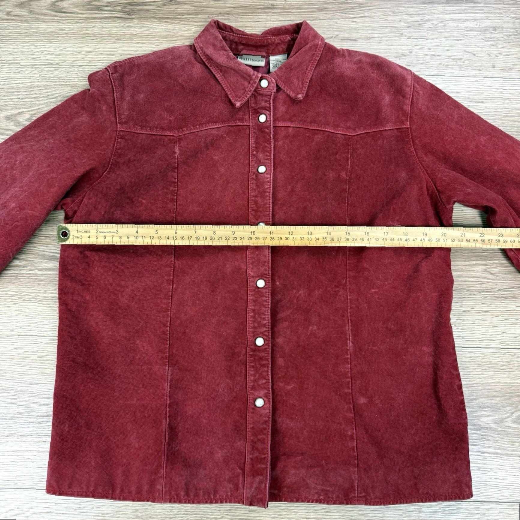Vintage Ruff Hewn Western Suede Leather Jacket Women L Maroon Pearl Snap Jacket Size L / US 10 / IT 46 - 5 Thumbnail