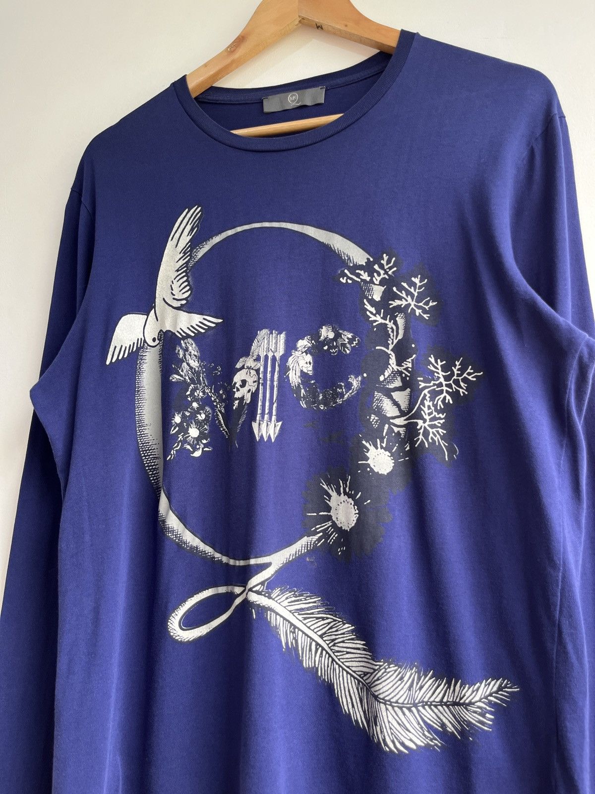 Alexander McQueen Alexander McQueen Navy Metallic Nature Long-Sleeve Tee Size US M / EU 48-50 / 2 - 3 Thumbnail