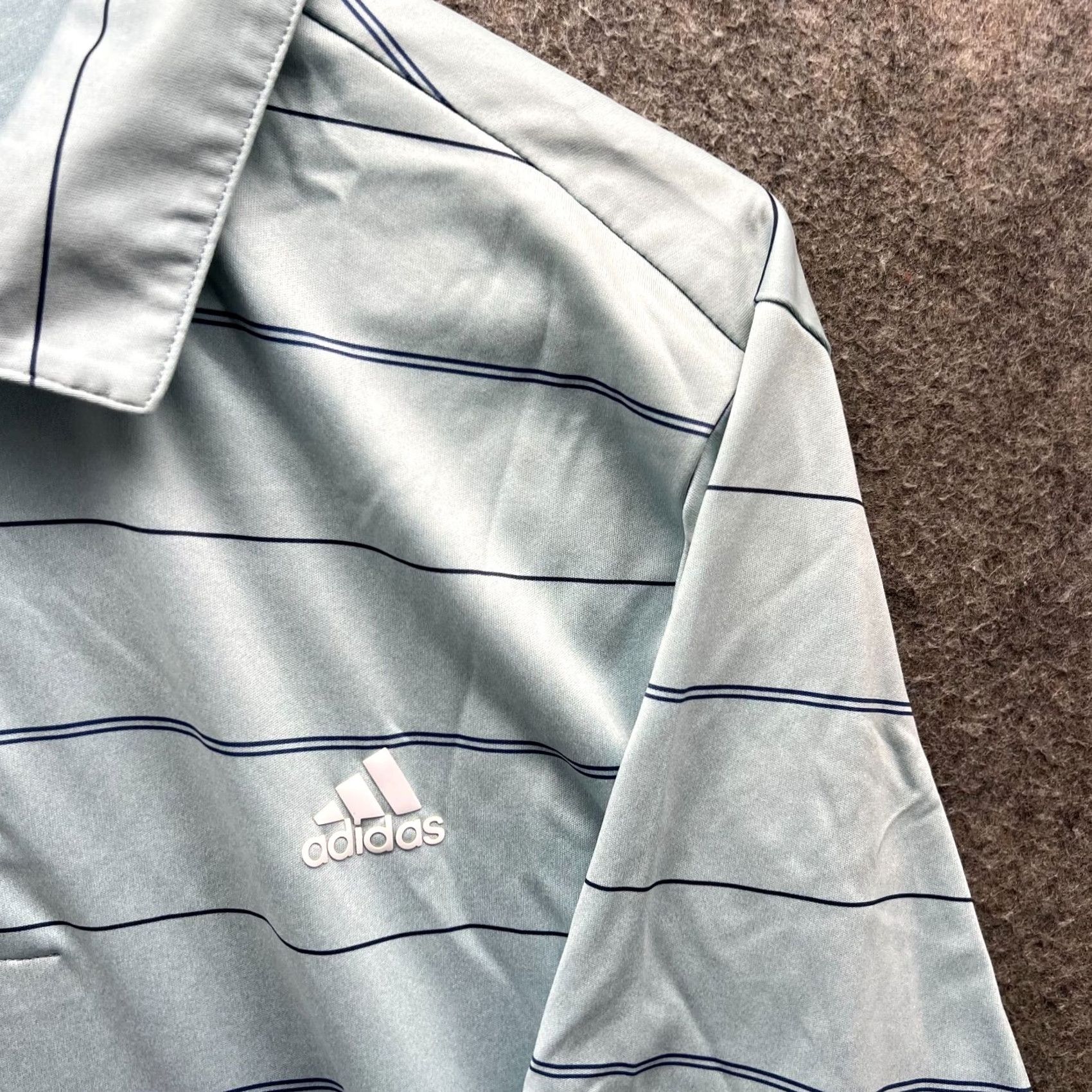 Adidas Adidas Polo Shirt Mens Large Blue Stripes Preppy 365 Performance Golf Climalite Shirt Size US L / EU 52-54 / 3 - 7 Thumbnail