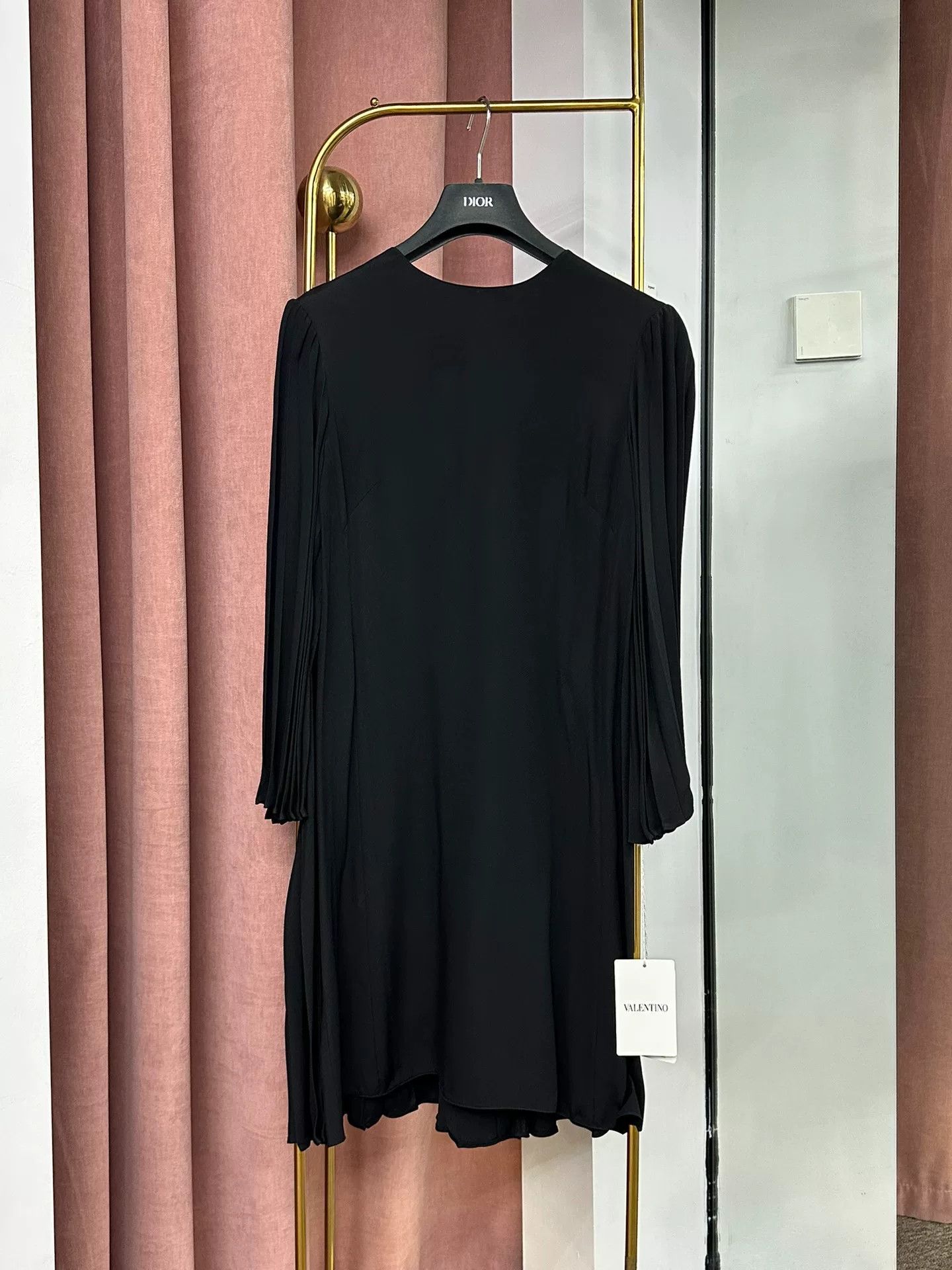 Valentino Valentino Black Pleated Panel Dress Size US 38 / EU 54 - 1 Thumbnail