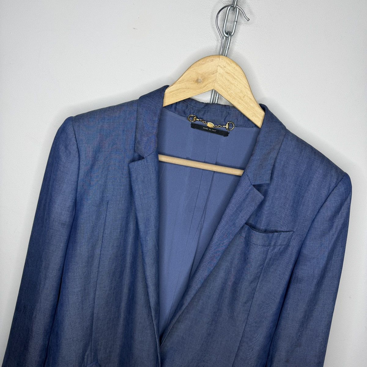 Gucci 2000s' Gucci by Tom Ford Blue Silk Rayon Blazer Jacket Size M / US 6-8 / IT 42-44 - 4 Thumbnail