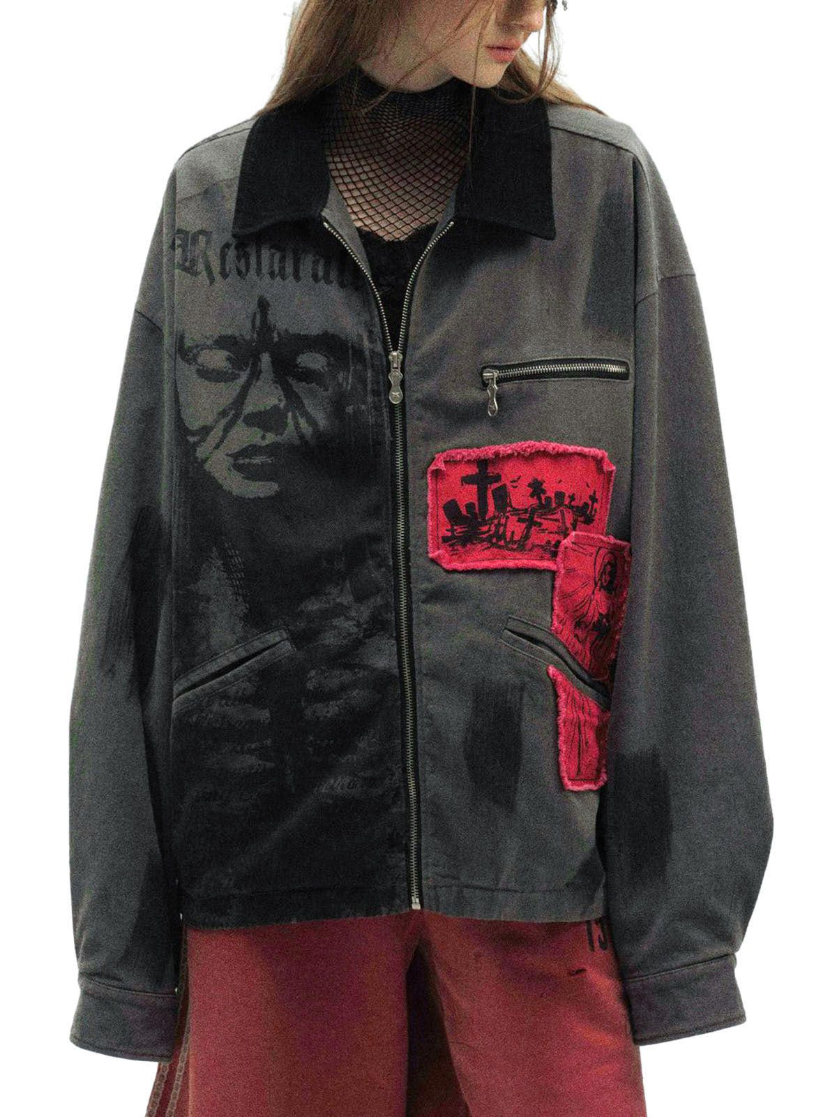 Vintage Patchwork Graphic Jacket with Embroidery - Unique Design Size US M / EU 48-50 / 2 - 2 Thumbnail