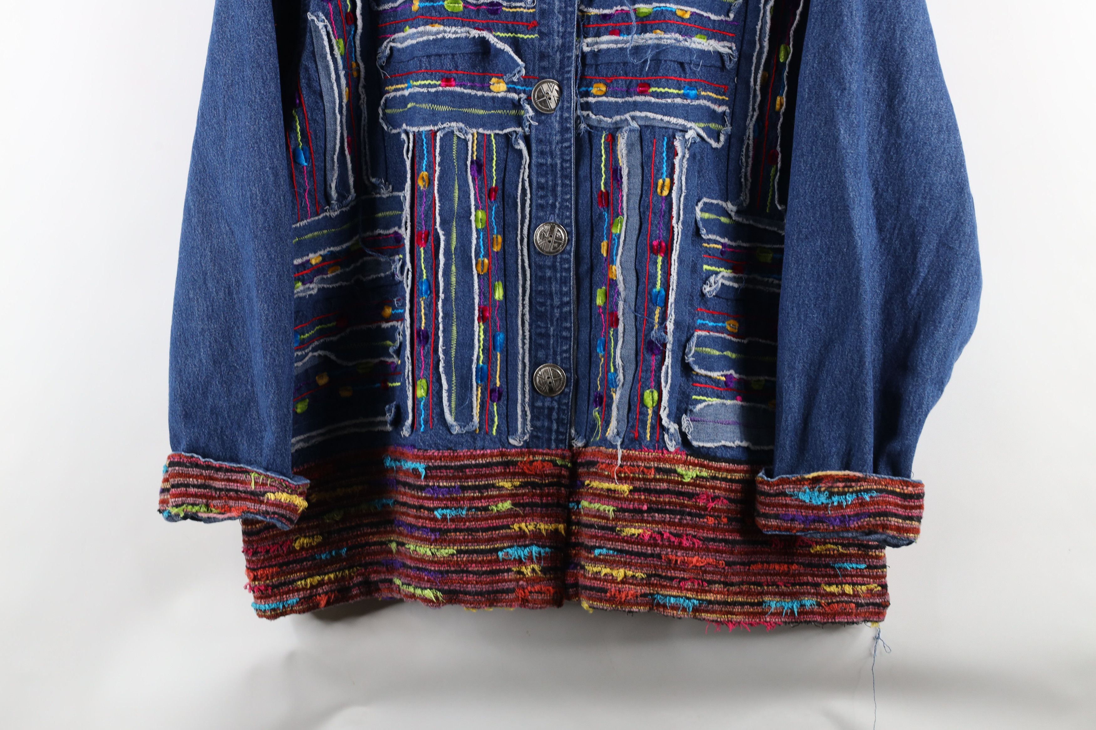 Vintage Vintage 90s Streetwear Patchwork Denim Jean Button Jacket Size XXL / US 16-18 / IT 52-54 - 3 Thumbnail