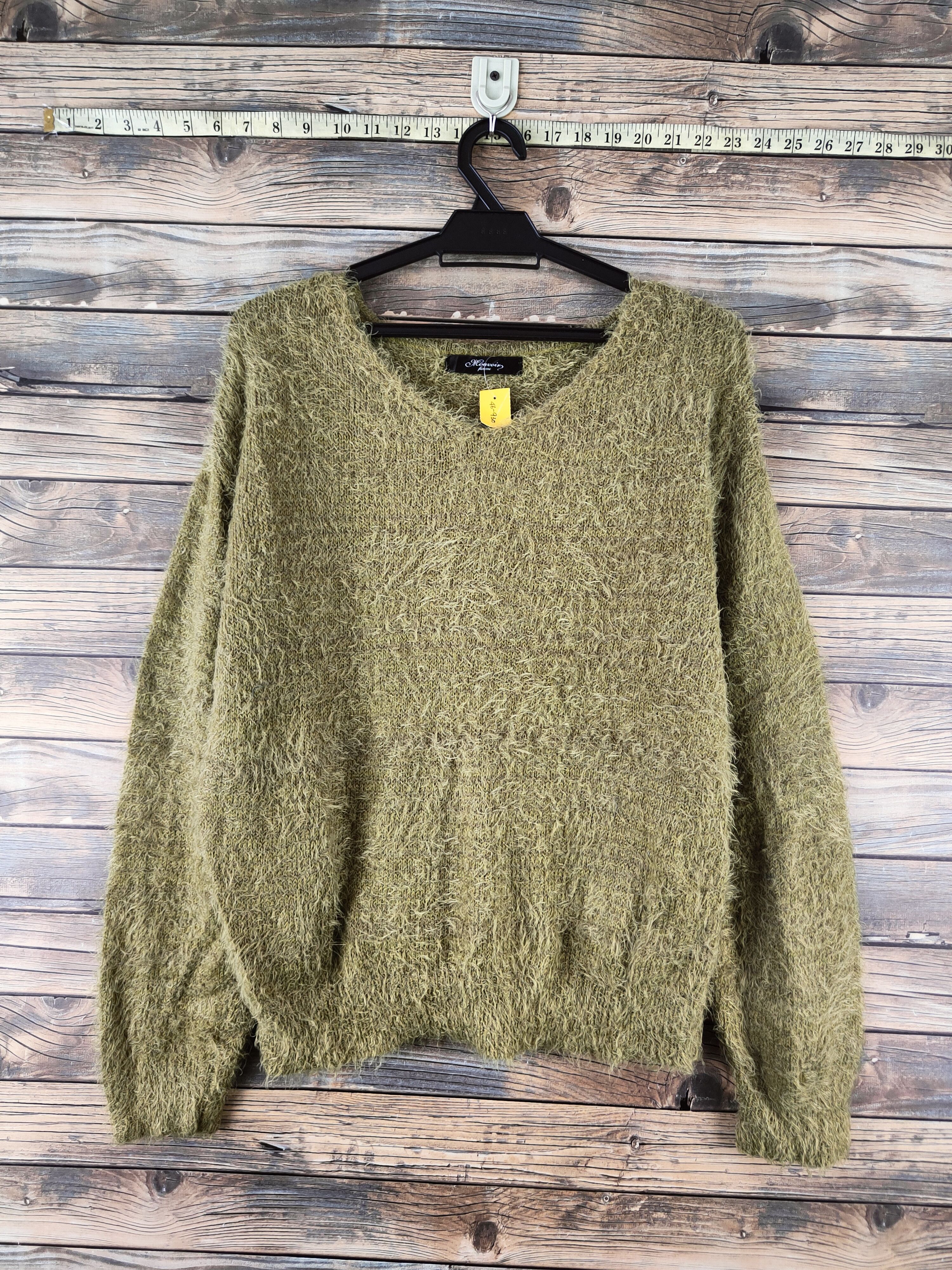 Japanese Brand DL Mouvoir Femme Green Fur Mohair Knitwear #46-930 Size L / US 10 / IT 46 - 1 Thumbnail