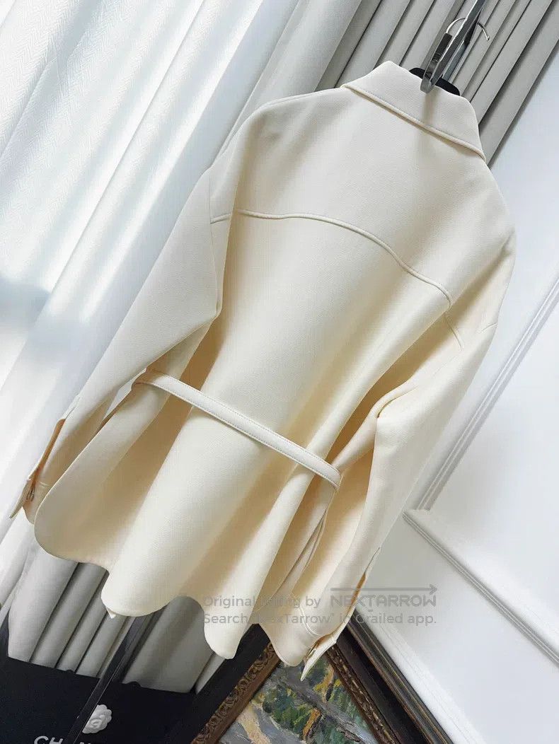 Fendi Fendi Cream White Leather Pocket Jacket with Belt Size XS / US 0-2 / IT 36-38 - 2 Thumbnail