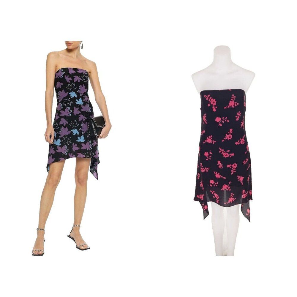 Versus Versace Versus Versace Strapless Floral-print Silk-crepe Mini Dress Size L / US 10 / IT 46 - 2 Thumbnail