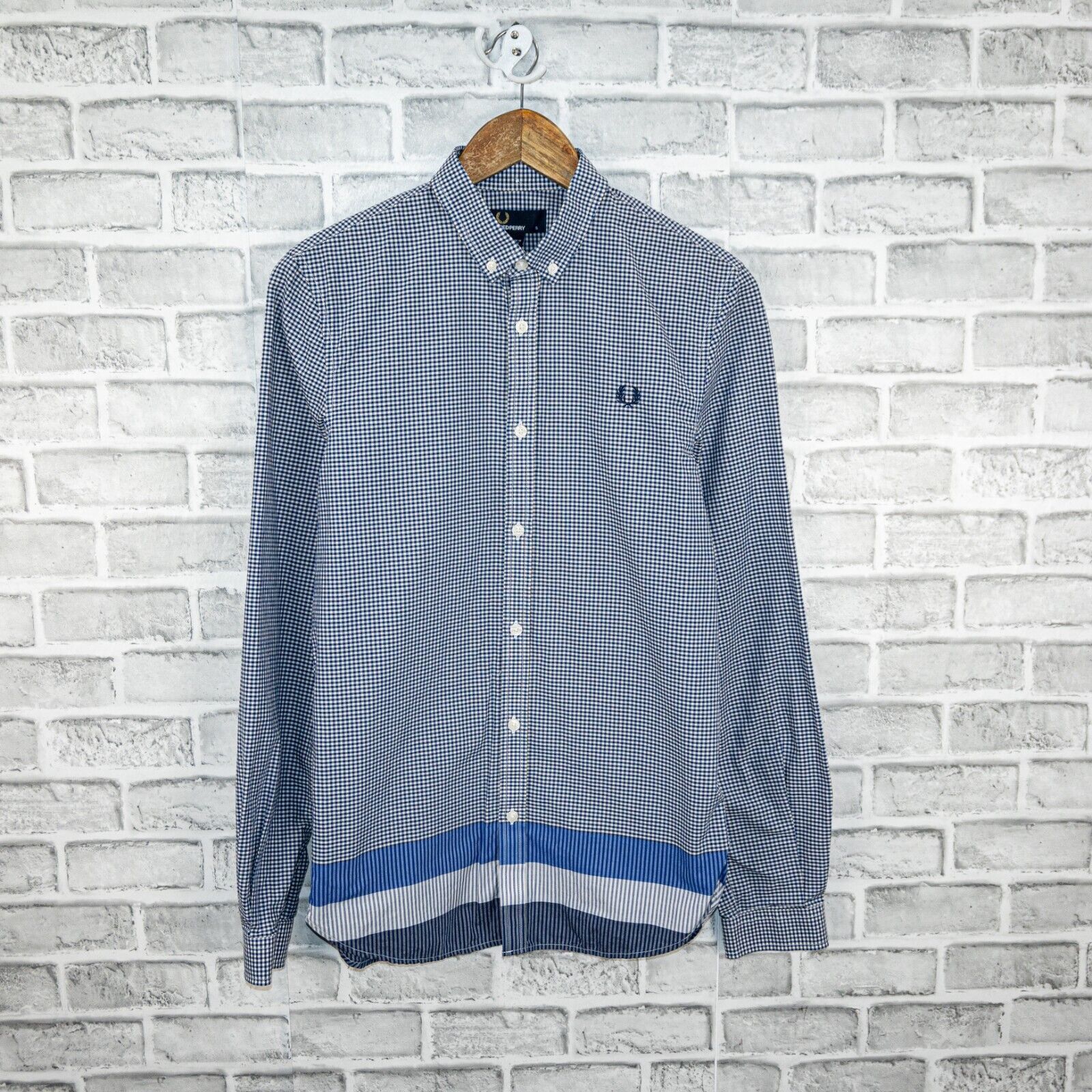 Fred Perry FRED PERRY Men's Blue Gingham check Button Down Shirt bottom Size US S / EU 44-46 / 1 - 1 Thumbnail