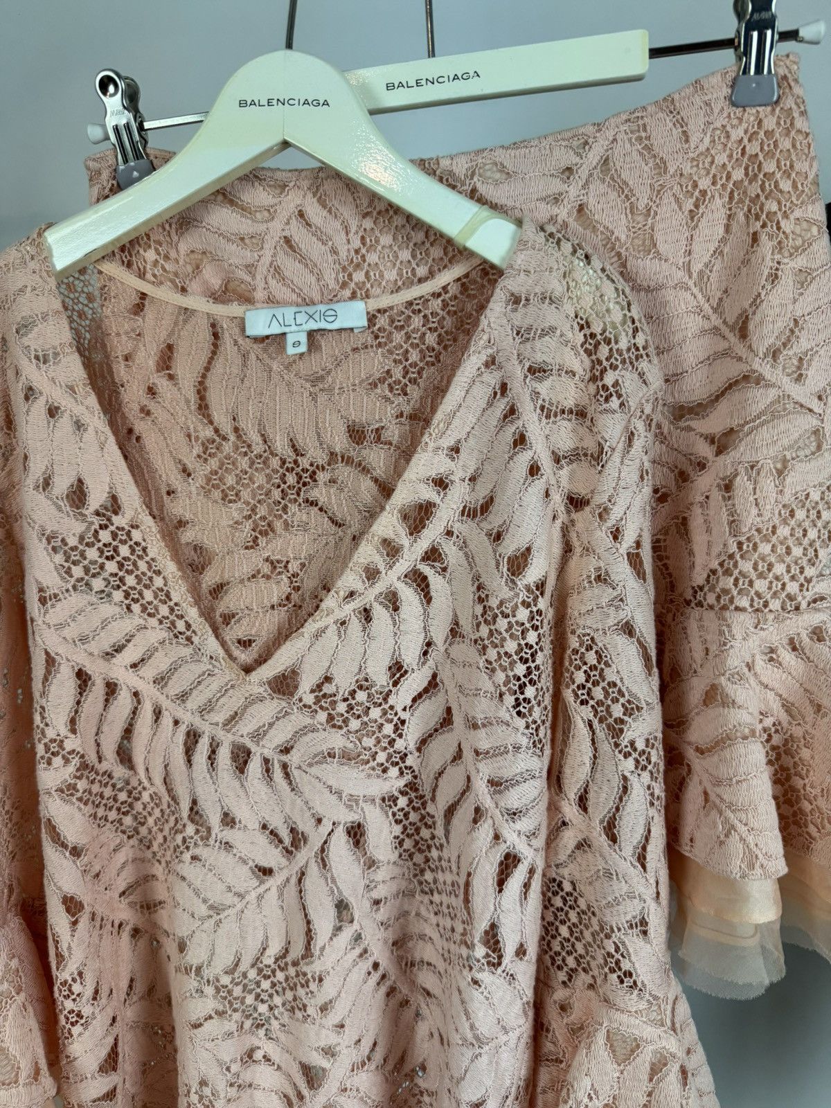 ALEXIS Stunning Lace Two-Piece Set - Peach Pink | Top and Skirt Size S / US 4 / IT 40 - 13 Thumbnail