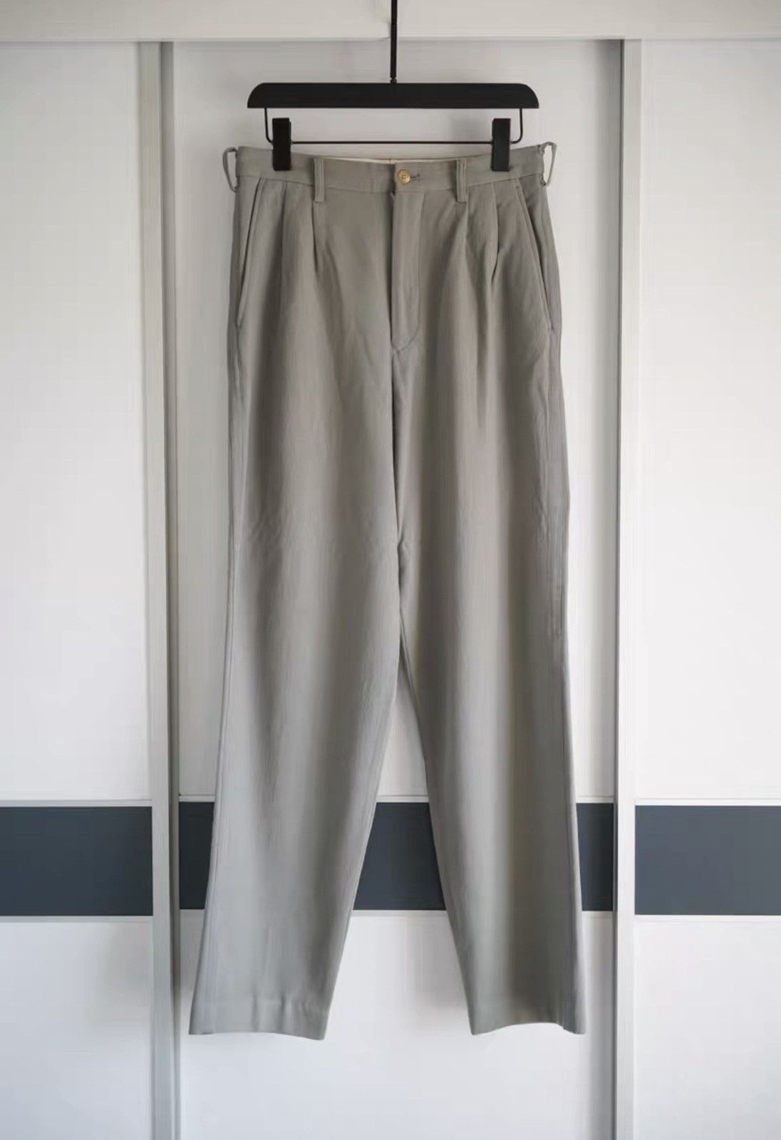 Yohji Yamamoto Yohji Yamamoto Blue-Gray Side Stripe Wool Dress Pants K4 Size US 32 / EU 48 - 1 Thumbnail