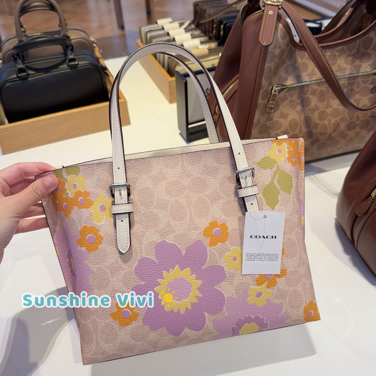 Coach NWT Coach Mollie Tote Bag 25 Floral Silver/Sand CBT23 Size ONE SIZE - 3 Thumbnail