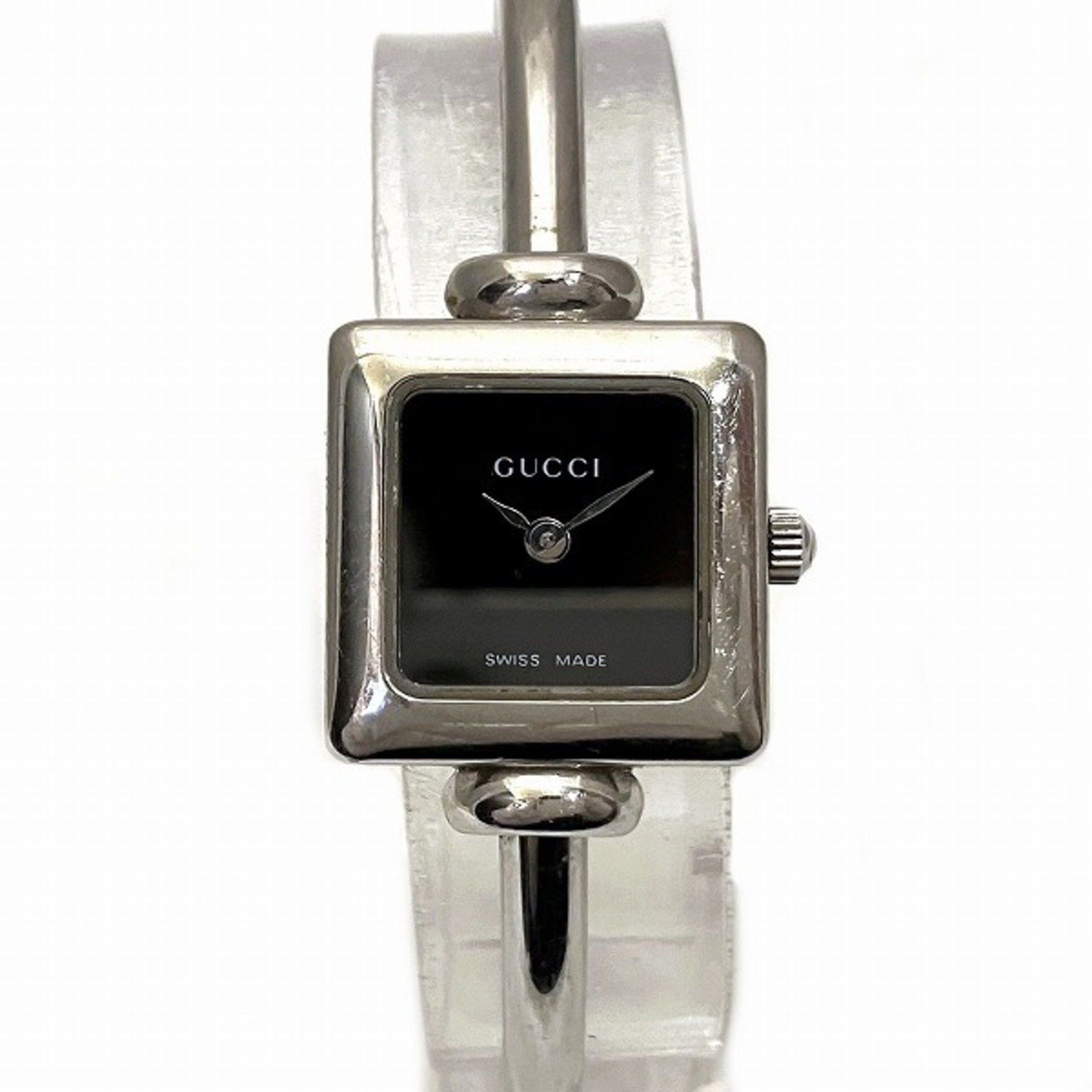Gucci × Vintage Gucci Logo Sterling Silver Hinged Bangle REF