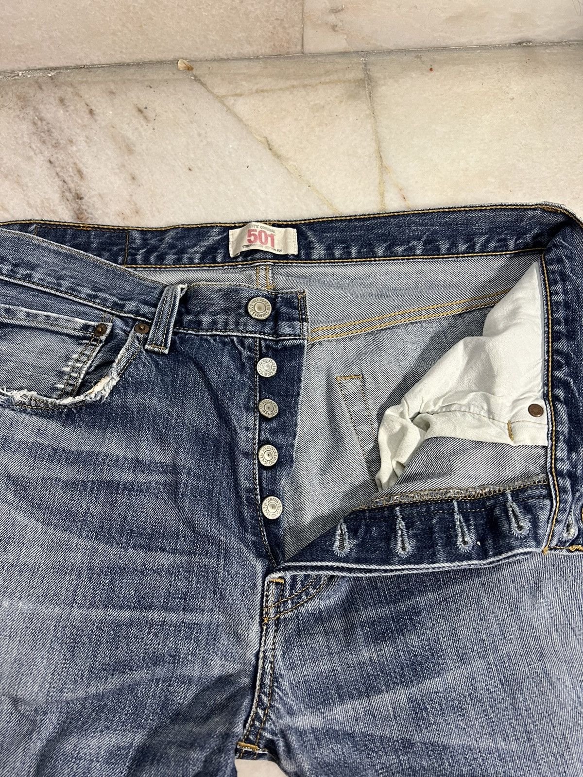 If Six Was Nine × Levi's 💥Baggy💥Vintage Levis 501 Distressed Jeans Size US 33 - 3 Thumbnail