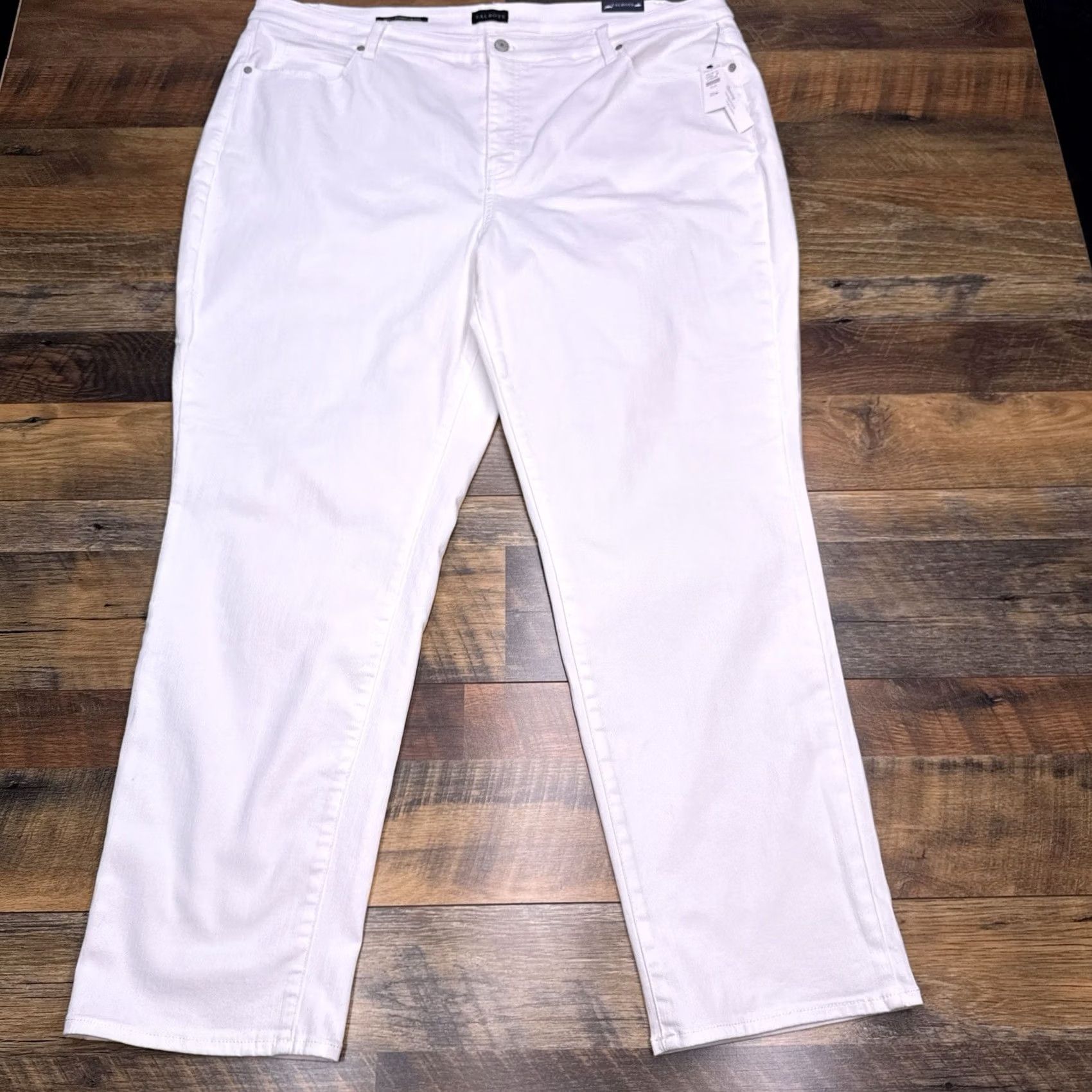 Talbots Talbots Jeans Womens 22W White High Waist Straight Leg New Size 40" / US 18 - 2 Thumbnail