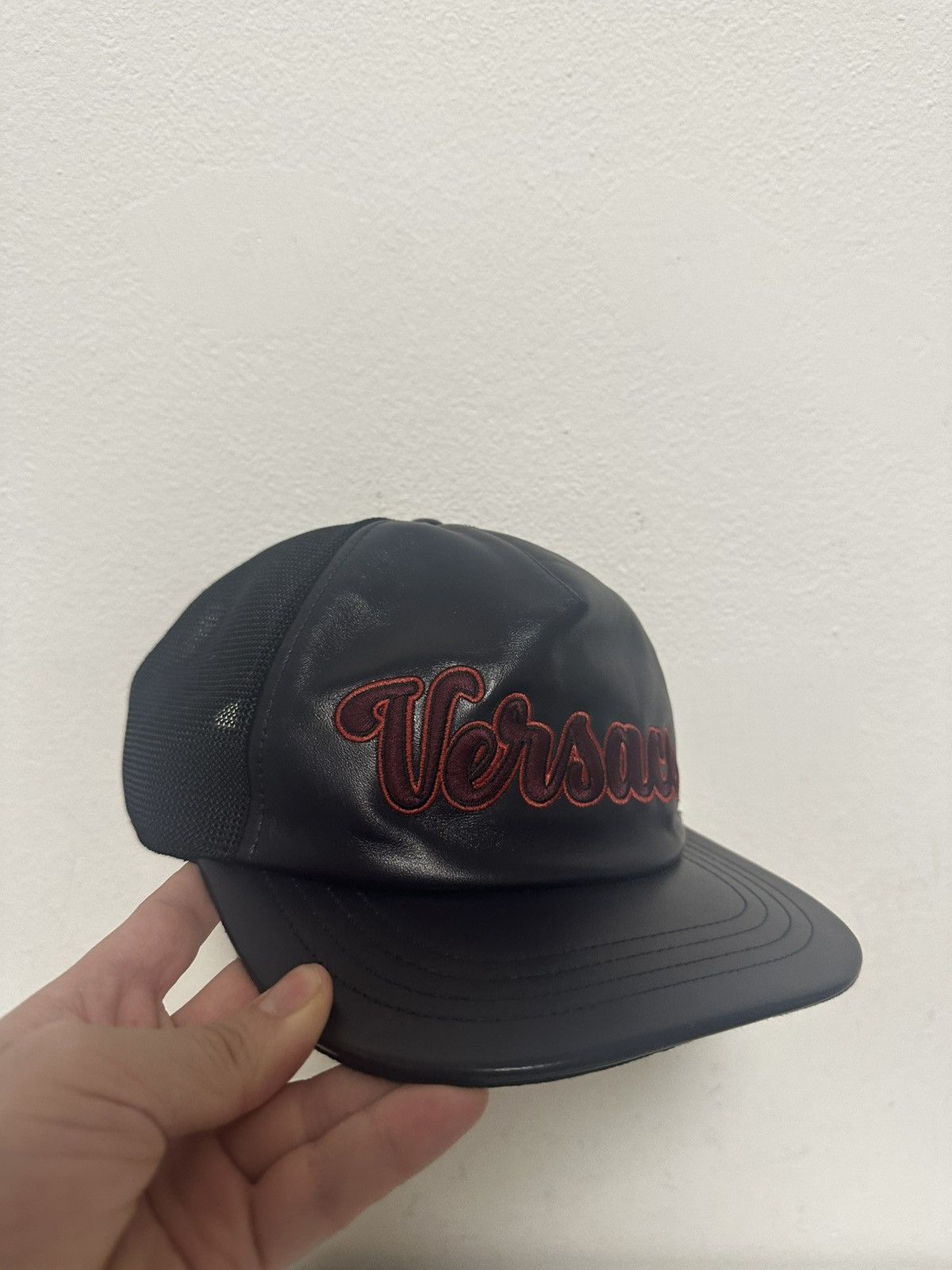 Versace Versace Leather Logo Trucker Hat Size ONE SIZE - 3 Thumbnail