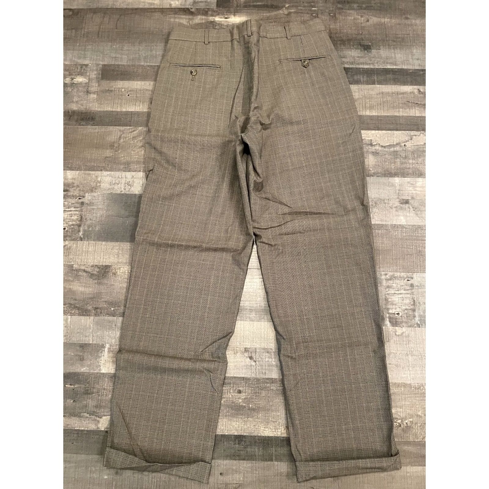 Tommy Hilfiger VINTAGE Tommy Hilfiger Pants Mens Wide-Leg Wool Chino 90s 34x32 Brown/Cuffed Inseam 31in Size US 34 / EU 50 - 4 Thumbnail