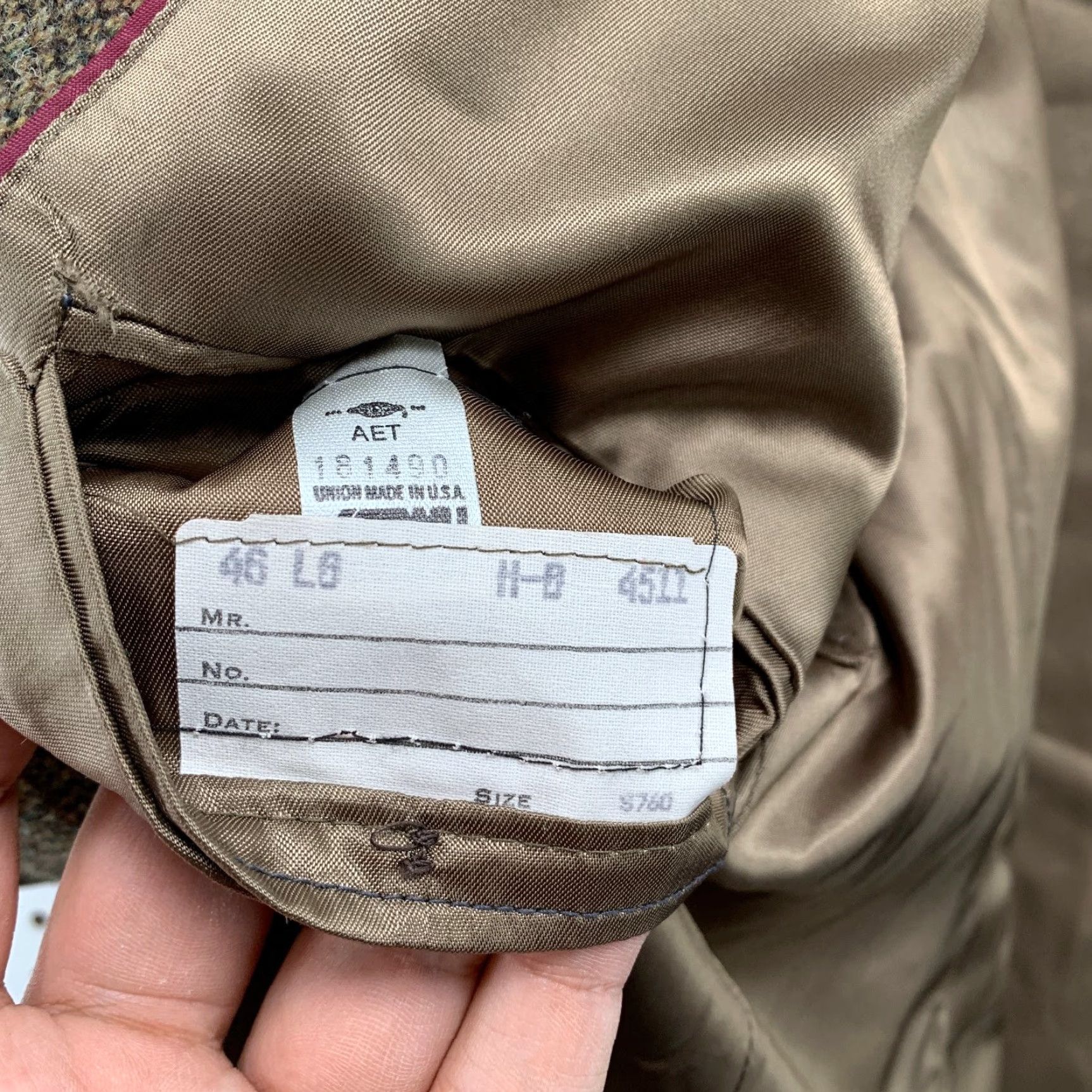 Evan Picone VINTAGE Evan Picone Blazer Mens 46L Wool Tweed Brown Elbow Patches Union USA Jacket Blazer Notch Two-Button Front Vintage Mens 46 Brown Tweed Wool VIP Size 46R - 7 Thumbnail