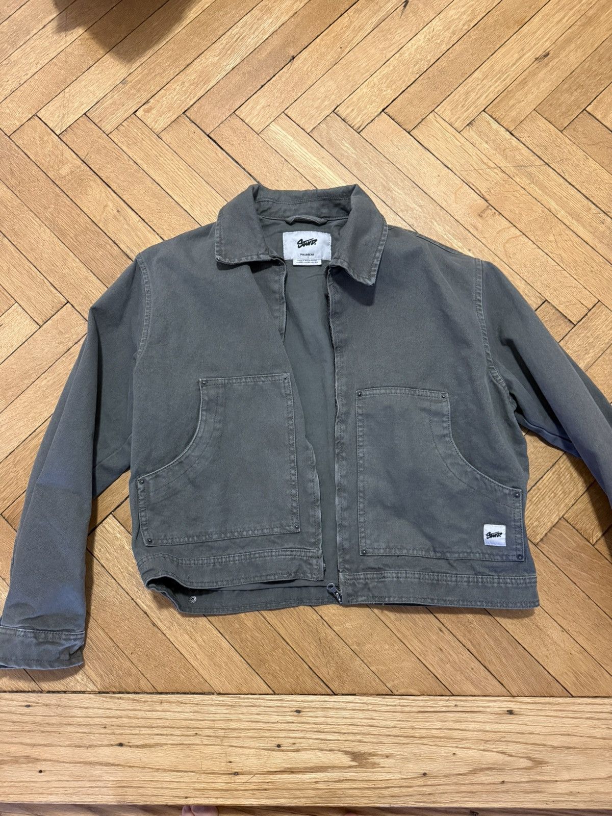 Pull & Bear Pull&Bear washed denim worker jacket in khaki Size US M / EU 48-50 / 2 - 1 Thumbnail