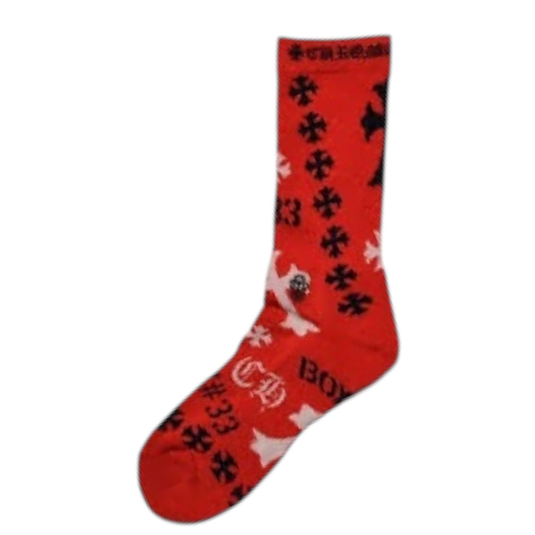 Chrome Hearts CH Fuck You Logo Socks White Red | Grailed