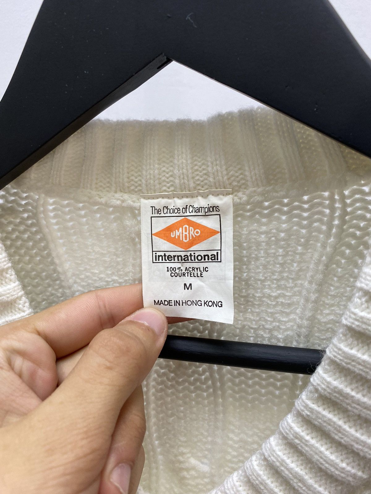Umbro × Vintage Vintage 70s 80s Umbro Cable Sweater Men’s Sport White M Size US M / EU 48-50 / 2 - 10 Thumbnail