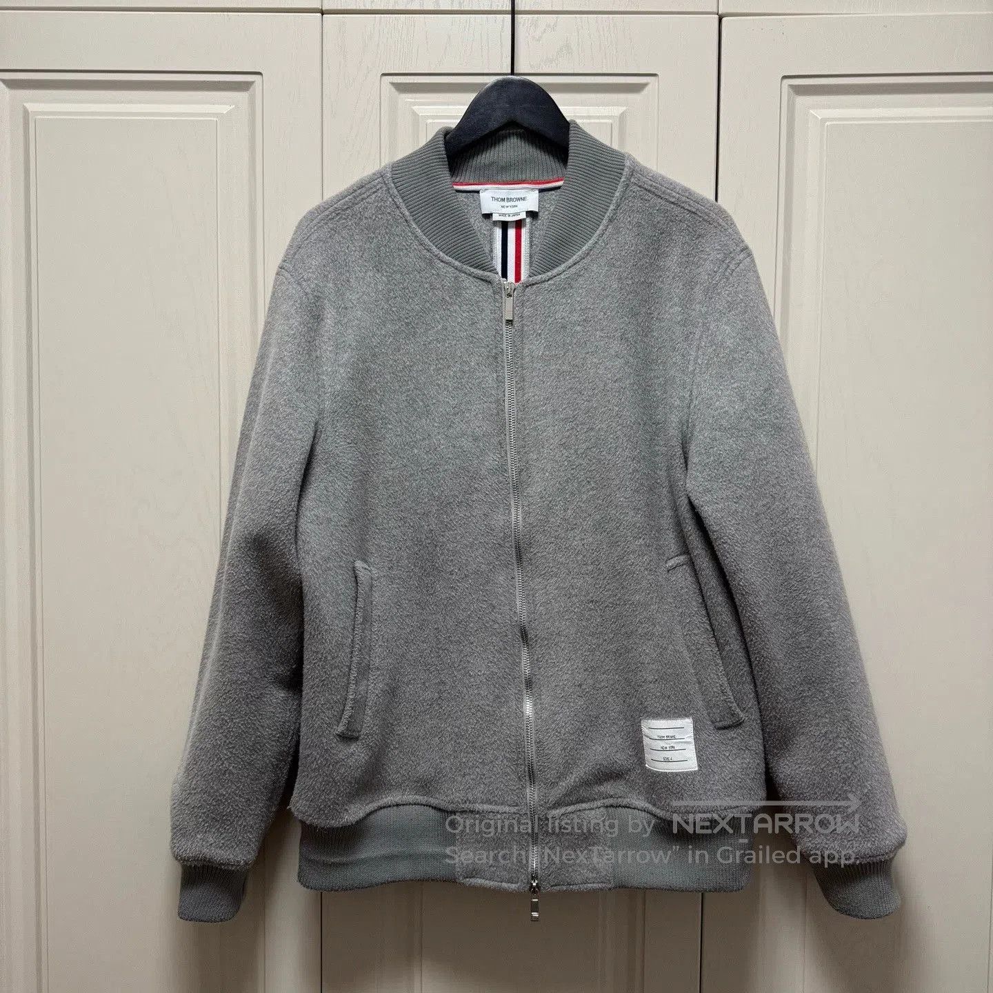 Thom Browne Thom Browne Gray Wool Baseball Jacket. Size US XL / EU 56 / 4 - 1 Thumbnail