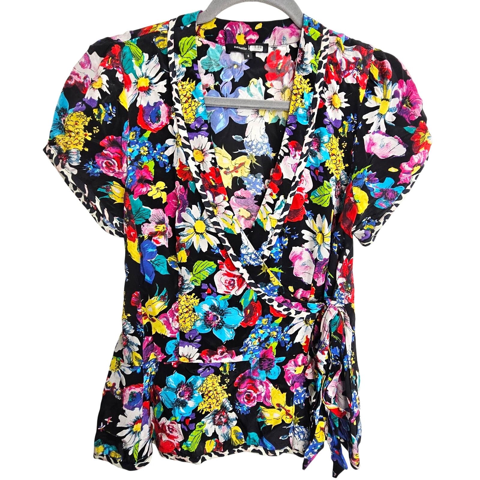 Nanette Lepore Nanette Lepore Womens Floral Boquet Wrap Top 6 Artsy Whimsy Size M / US 6-8 / IT 42-44 - 2 Thumbnail