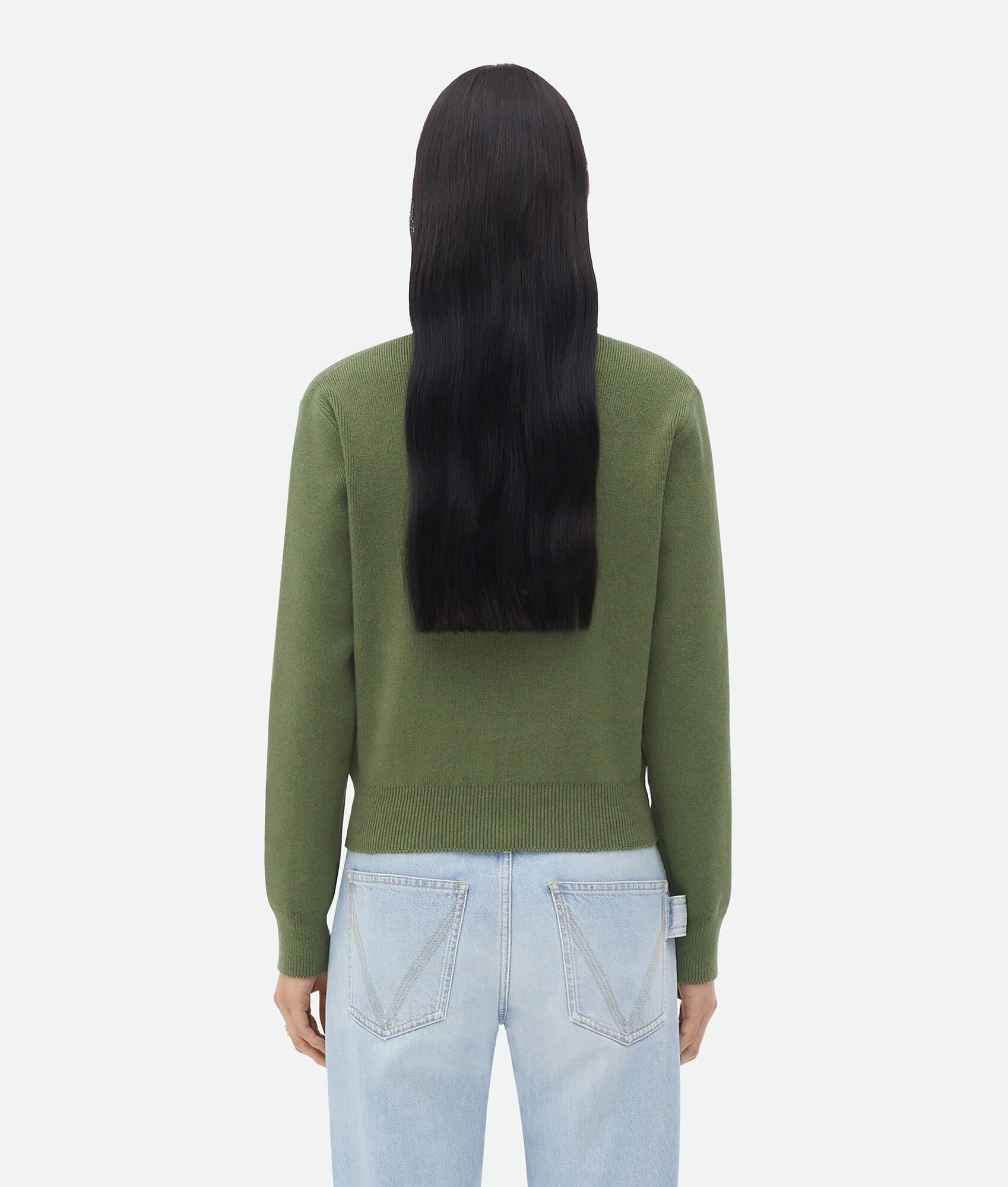 Bottega Veneta o1n1vont0625 Linen "Bv" Embroidery Jumper in Leaf Size S / US 4 / IT 40 - 3 Thumbnail