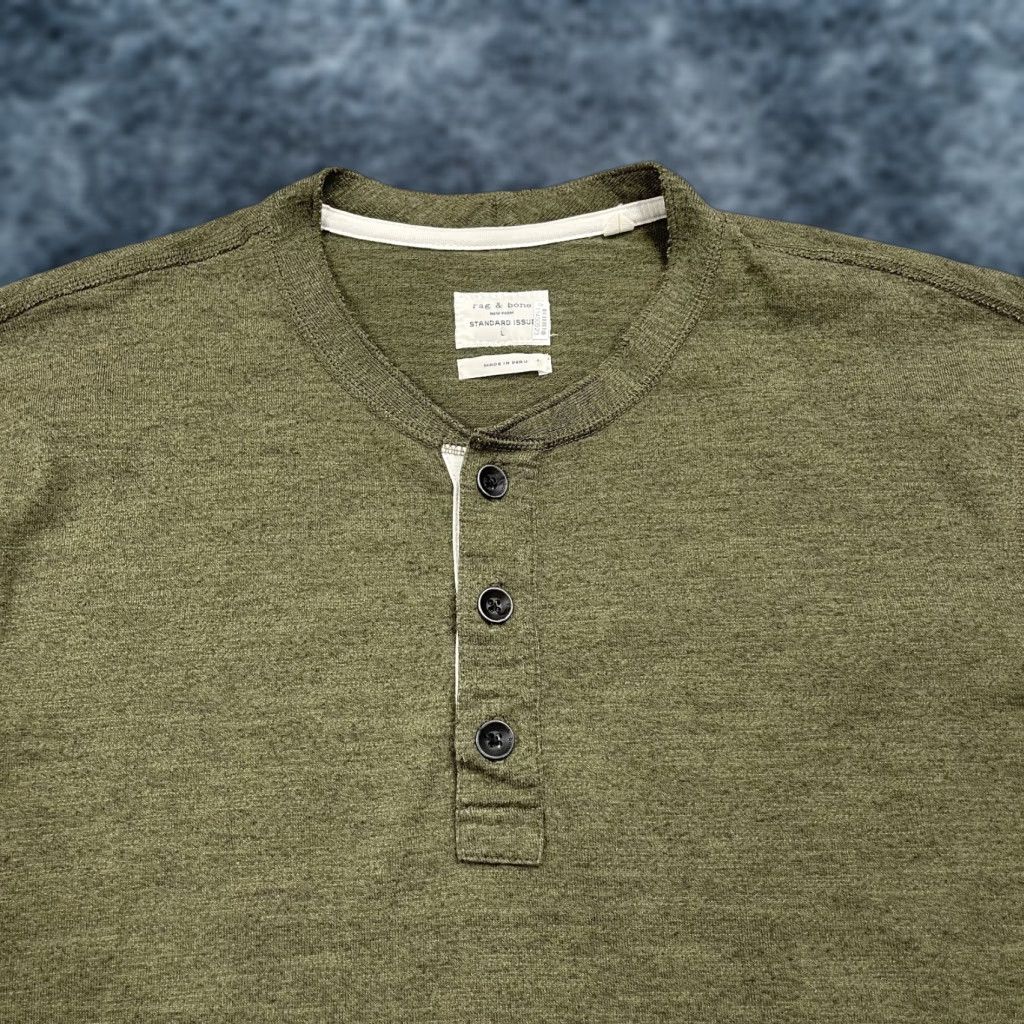 Rag & Bone Rag & Bone Shirt Mens L Green Cotton Henley Tee Long Sleeve Standard Issue Size US L / EU 52-54 / 3 - 1 Thumbnail