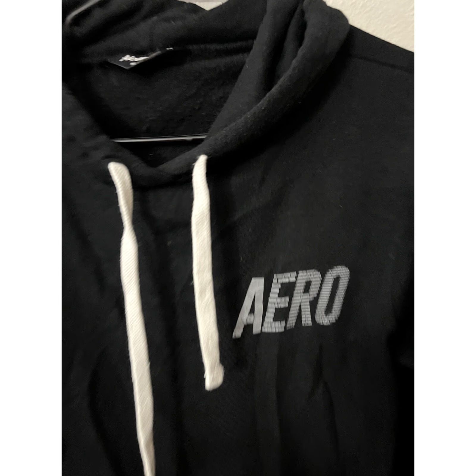 Vintage AERO Aeropostale Hoodie Women's Size L Pullover Sweatshirt Black Logo Hooded Size L / US 10 / IT 46 - 2 Thumbnail