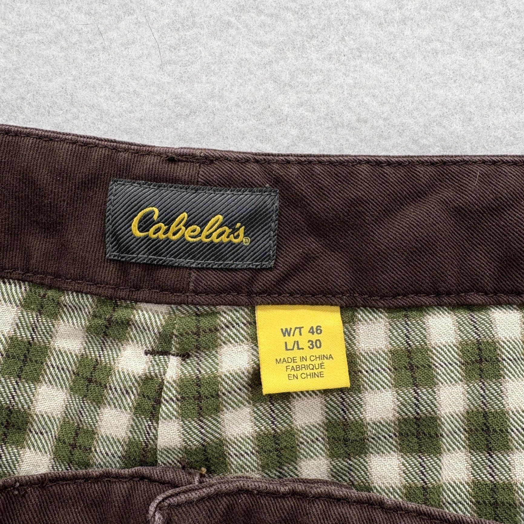 Vintage Cabela's Flannel Lined Chino Pants Mens 46x30 Brown Straight Leg Outdoors Camp Big & Tall, Flat Front, Zip Fly, Pockets, Cotton, 46 Waist, 30 Inseam Size US 30 / EU 46 - 4 Thumbnail