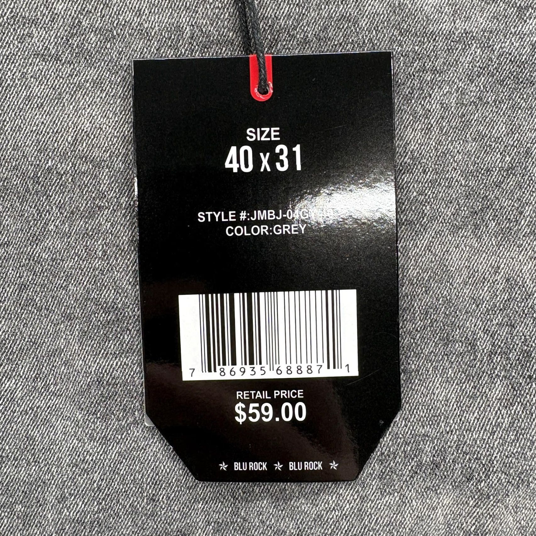 Denime Blu Rock Jeans Mens 40x31 Gray Medium Wash Slim Tapered Stretch Denim NWT Size US 40 / EU 56 - 4 Thumbnail